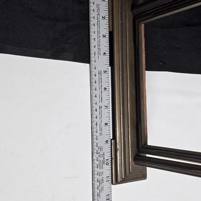 Vintage picture frame, wall shelf, wood framed mirror, wall clock, and more