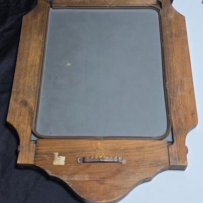 Vintage picture frame, wall shelf, wood framed mirror, wall clock, and more