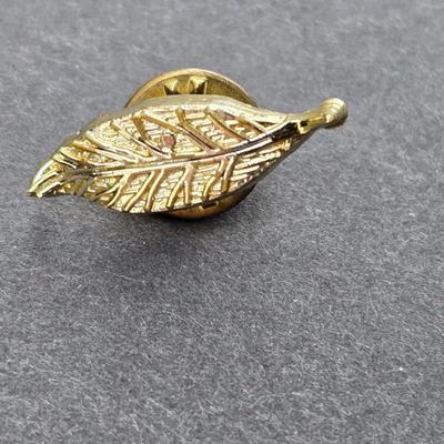 1970's Mary Kay ladder of success brooch - gold leaf lapel pin - watch necklace and a golden scarf ring