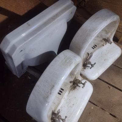 Set of Three Vintage Porcelain Single Basin Sinks