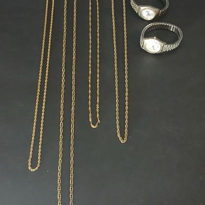 Gold toned chains - including one that is 14k GP and two watches