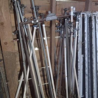 Various Components of a Metal Pole Greenhouse Includes Irrigation Stems, Poles, Wall Vents, Cross Bracing, Etc..(See all Pictures)