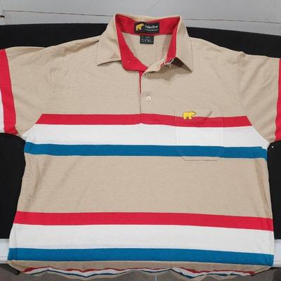 Vintage 80s Jack Nicklaus Golden Bear Multi Colorful Golf Polo Shirt L Large Stripes