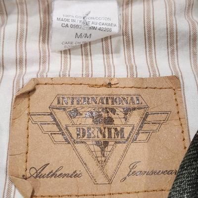 Sale Photo Thumbnail #104: International Denim Vintage Varsity Size M Medium Retro Two Tone Snap Button Up Jacket