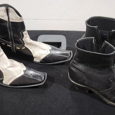 Sale Photo Thumbnail #111: Abilene Boots Mens Dress Toe Zipper Black Cowhide Ankle & Antonio Zengara Black & White Leather Boots