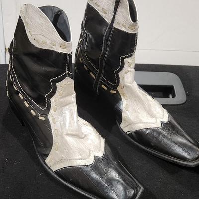Sale Photo Thumbnail #112: Abilene Boots Mens Dress Toe Zipper Black Cowhide Ankle & Antonio Zengara Black & White Leather Boots
