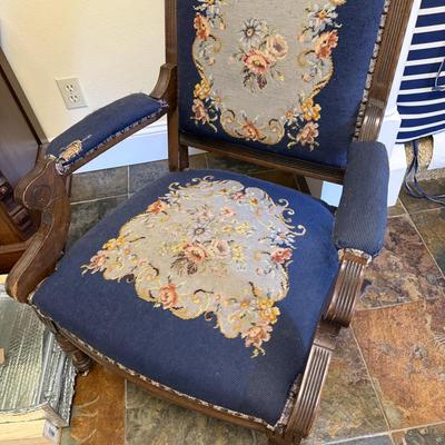 M1-Embroidered antique chair