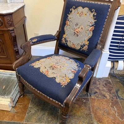 M1-Embroidered antique chair