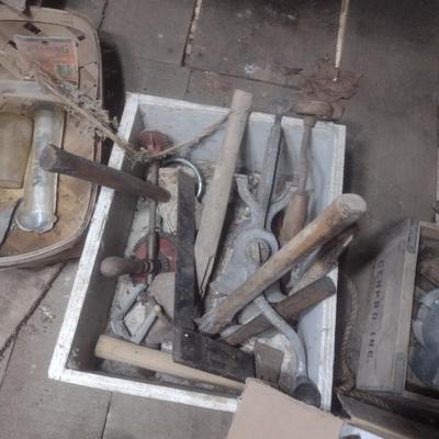 Collection of Antique and Primitive Farm and Barn Items Choice A (Table Not Included)