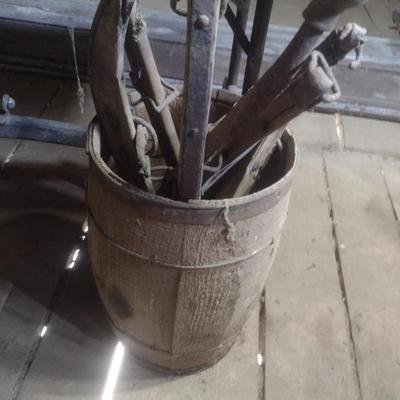 Collection of Antique and Primitive Farm and Barn Items Choice B (Table Not Included)