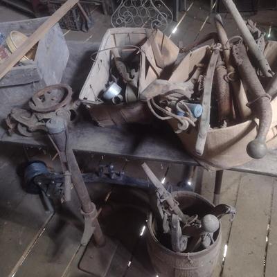 Collection of Antique and Primitive Farm and Barn Items Choice B (Table Not Included)