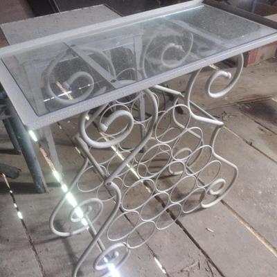 Glass Top Metal Base Wine Rack Table