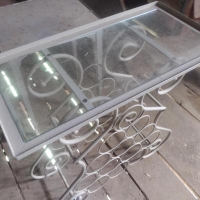 Glass Top Metal Base Wine Rack Table