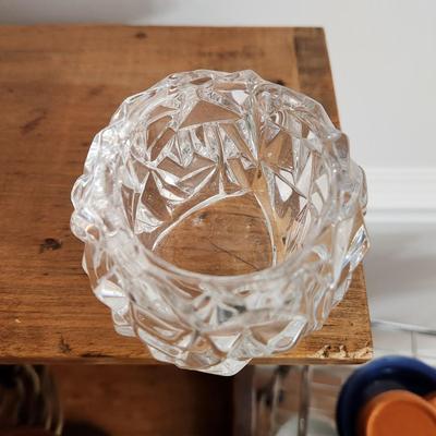Tiffany & Co Crystal Rock Cut Votive Tea Light Candle Holder