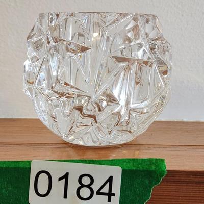 Tiffany & Co Crystal Rock Cut Votive Tea Light Candle Holder