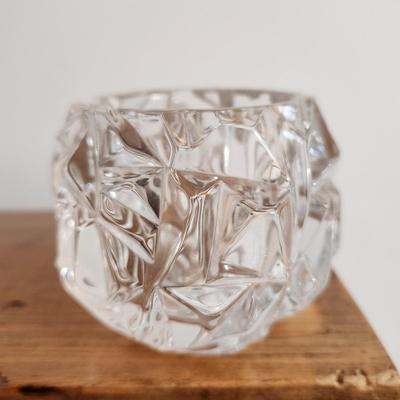 Tiffany & Co Crystal Rock Cut Votive Tea Light Candle Holder