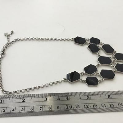 Beautiful silver tone black fashion necklace