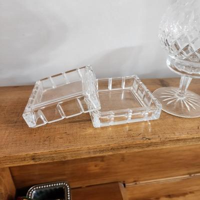 Vintage Collectable Glass Ring Holder, Glass Shoe, Trinket box, Vase, Rogaska Candle Holder