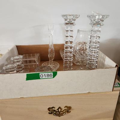 Vintage Collectable Glass Ring Holder, Glass Shoe, Trinket box, Vase, Rogaska Candle Holder