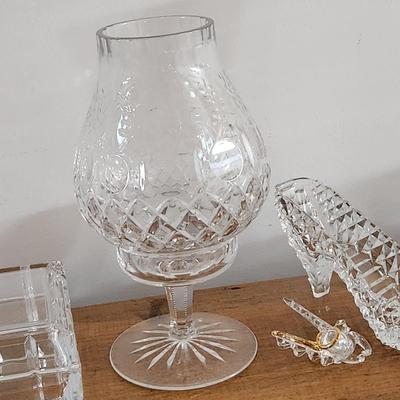 Vintage Collectable Glass Ring Holder, Glass Shoe, Trinket box, Vase, Rogaska Candle Holder