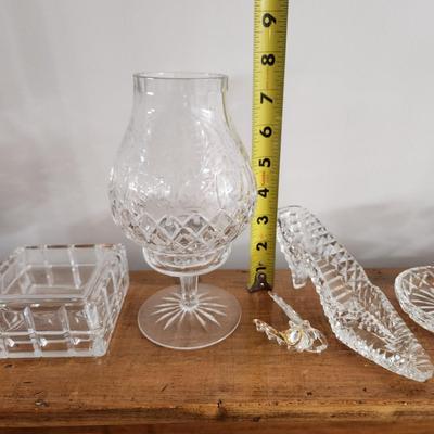 Vintage Collectable Glass Ring Holder, Glass Shoe, Trinket box, Vase, Rogaska Candle Holder