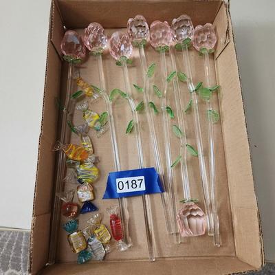 Vintage Hand Blown Glass Candy & Flowers