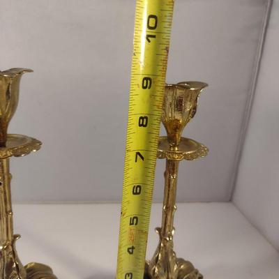 Sale Photo Thumbnail #347: Pair of Brass Candle Stick Holders