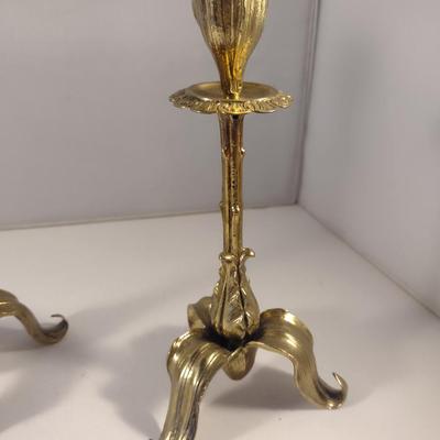 Sale Photo Thumbnail #349: Pair of Brass Candle Stick Holders