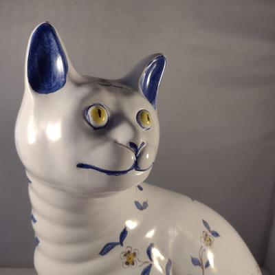 Sale Photo Thumbnail #357: Hand Painted Ceramic Sitting Cat Figurine- Approx 13 3/4" Tall