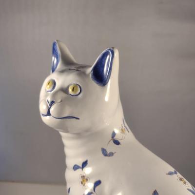 Sale Photo Thumbnail #358: Hand Painted Ceramic Sitting Cat Figurine- Approx 13 3/4" Tall
