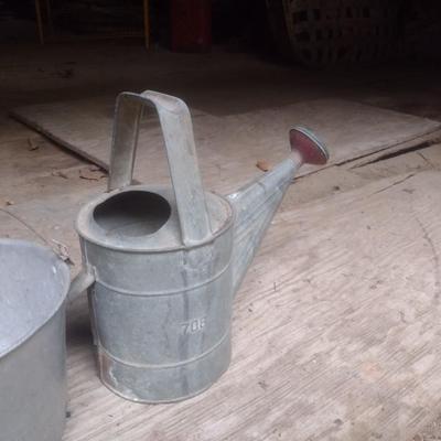 Set of Three Farm Pails and Water Can