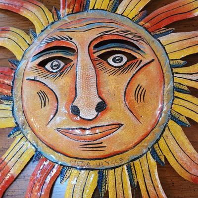 Metal Sun and Wood Moon W Mirror