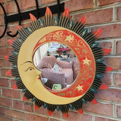 Metal Sun and Wood Moon W Mirror