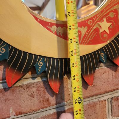 Metal Sun and Wood Moon W Mirror