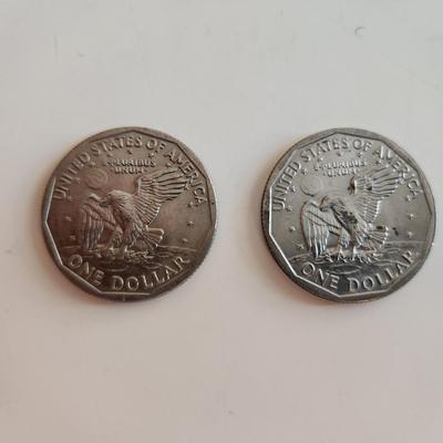Two Susan B. Anthony Dollar Coins