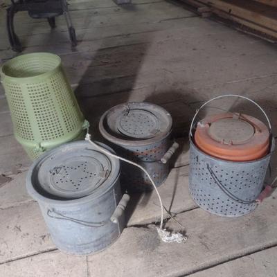 Nice Collection of Galvanized Bait Buckets and More