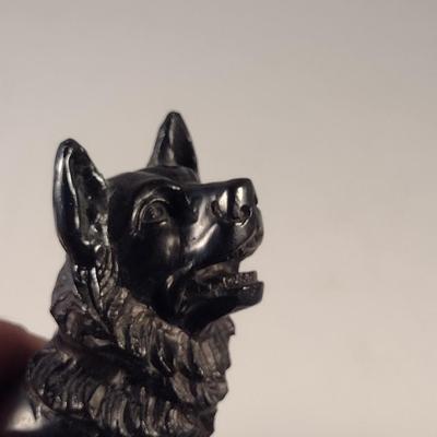 Sale Photo Thumbnail #375: Carved Dog Figurine- Approx 6 1/2" Tall.  Possible stone bookend.