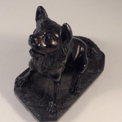Sale Photo Thumbnail #377: Carved Dog Figurine- Approx 6 1/2" Tall.  Possible stone bookend.