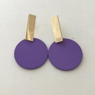 Purple fashion dangle gold tone earrings