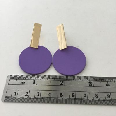 Purple fashion dangle gold tone earrings