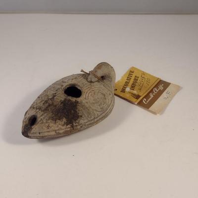 Sale Photo Thumbnail #394: Ancient Greek Oil Lamp Circa 200 B.C..  Curated in Scotland for Cannell & Chaffin.