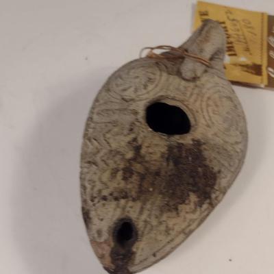 Sale Photo Thumbnail #396: Ancient Greek Oil Lamp Circa 200 B.C..  Curated in Scotland for Cannell & Chaffin.