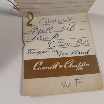 Sale Photo Thumbnail #399: Ancient Greek Oil Lamp Circa 200 B.C..  Curated in Scotland for Cannell & Chaffin.