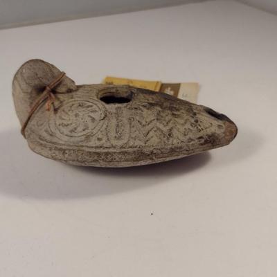 Sale Photo Thumbnail #398: Ancient Greek Oil Lamp Circa 200 B.C..  Curated in Scotland for Cannell & Chaffin.