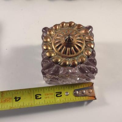 Sale Photo Thumbnail #414: Regency Period Gilt Double Ink Well.  One ink pot has been sealed because of chipping.