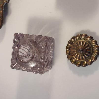 Sale Photo Thumbnail #410: Regency Period Gilt Double Ink Well.  One ink pot has been sealed because of chipping.