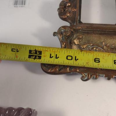 Sale Photo Thumbnail #415: Regency Period Gilt Double Ink Well.  One ink pot has been sealed because of chipping.