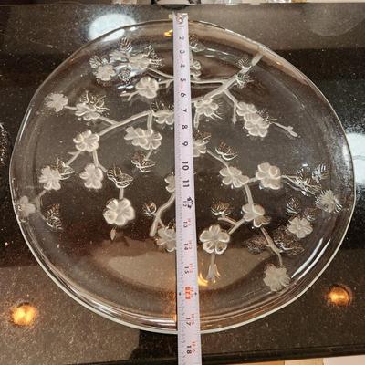 3 Large Glass Serving Platters Trays