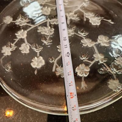 3 Large Glass Serving Platters Trays