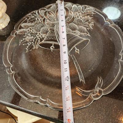 3 Large Glass Serving Platters Trays